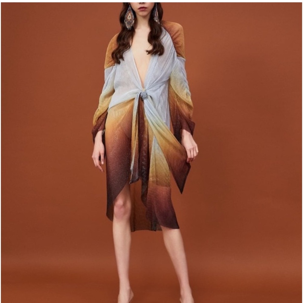 Zara Beige favorite metallic tunic bloggers dress - M